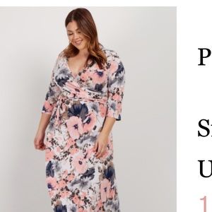 Pink Floral Maxi Wrap Dress